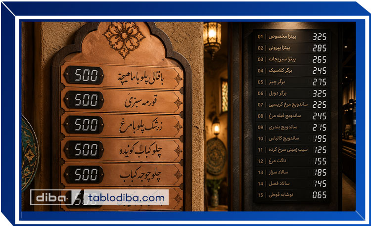 تابلو منو قیمت رستوران ایرانی